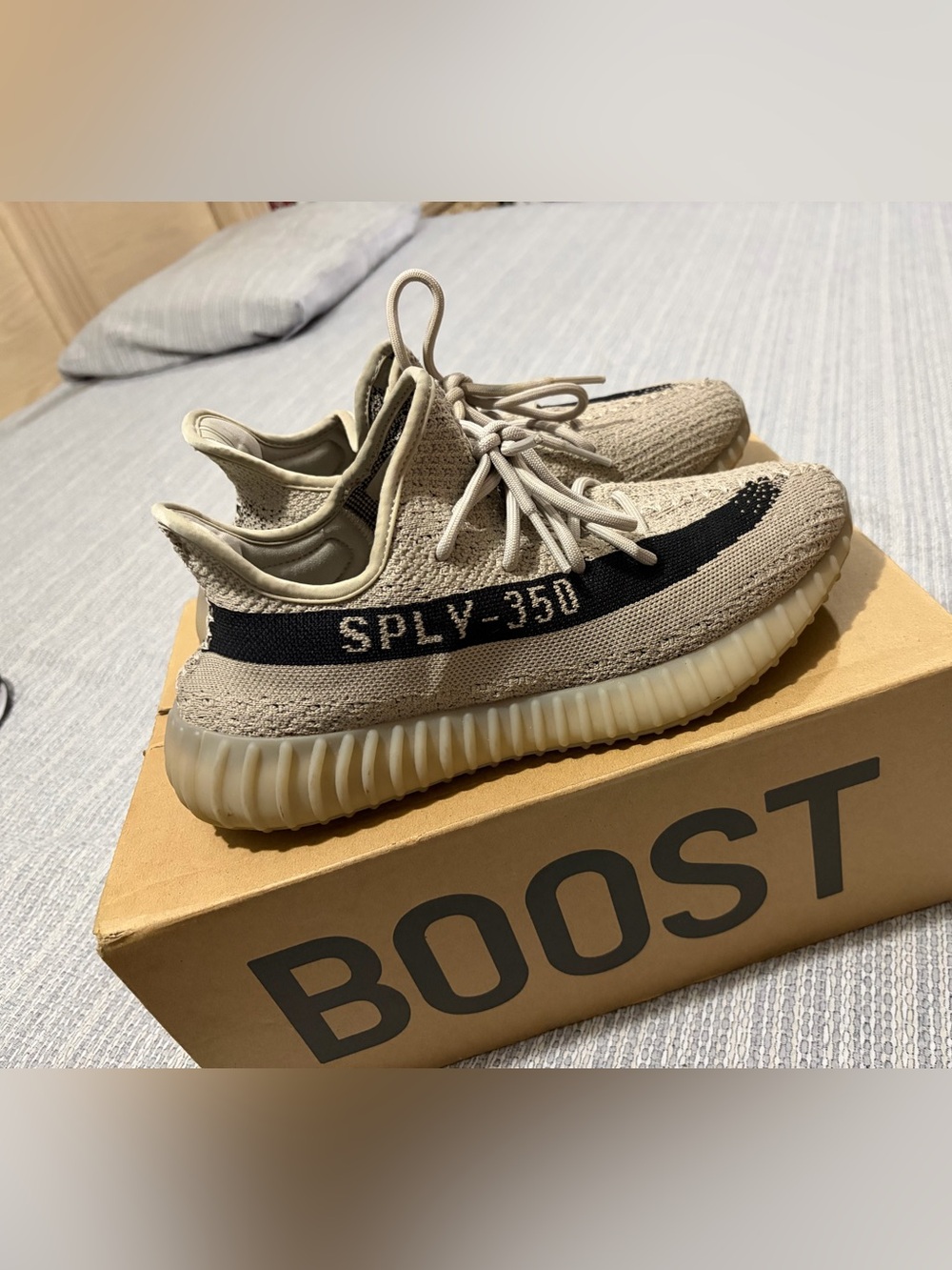 adidas Yeezy Boost 350 V2 Beige with Black Stripe - Men